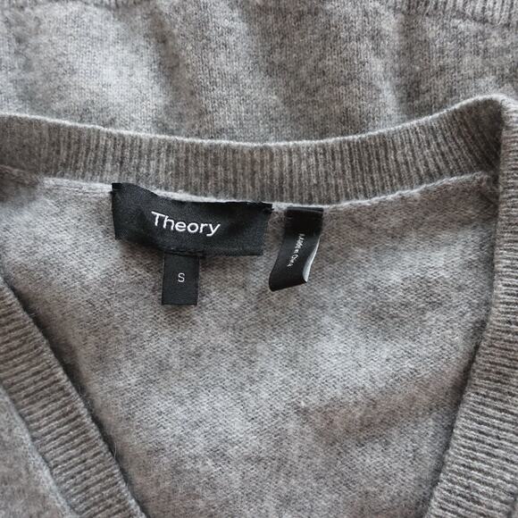 Theory Karenia V-Neck Cashmere Sweater In Gray Size S - Picture 10 of 14